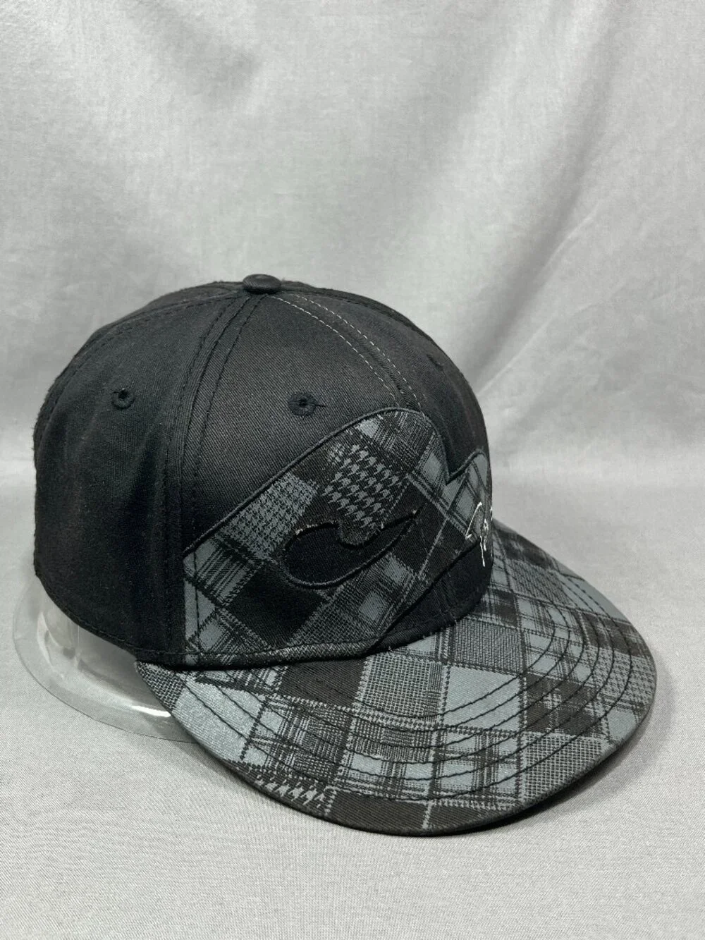 Tony Hawk Signature A-Flex S/M Hat Black Plaid Checkered Skateboarding Y2K Cap